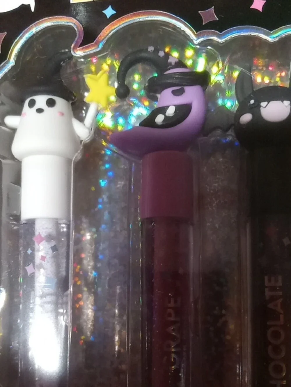 Flavored Lip Glosses Halloween Set – Pink, Black, Orange, White